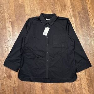 NWT Tilley Snap Front Tech Shirt Black Hiking Fishing Utility Womens XL